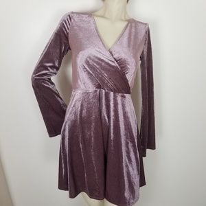 Express bell sleeve velvety mauve dress